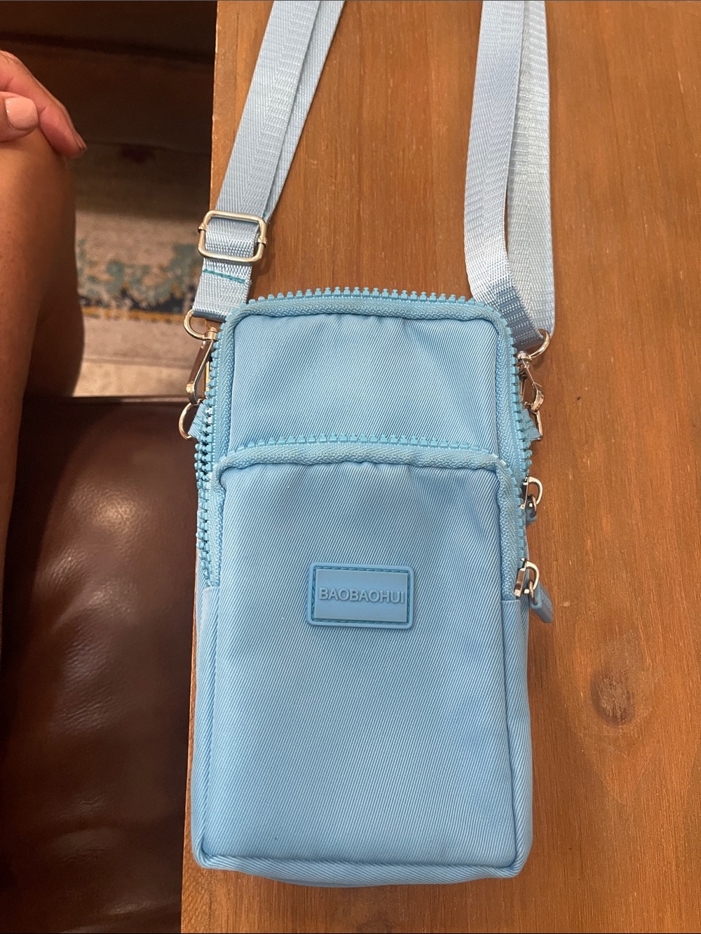 Light Blue Crossbody Phone Bag for Women